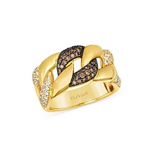 Bloomingdale's Brown & Champagne Diamond Link Ring in 14K Yellow Gold- 4860909