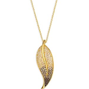 Bloomingdale's Brown & Champagne Diamond Leaf Pendant Necklace in 18K Yellow Gold, 18- 4860897