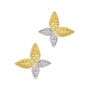 Bloomingdale's Yellow & White Diamond Stud Earrings in 14K Yellow Gold & Platinum- 4860901