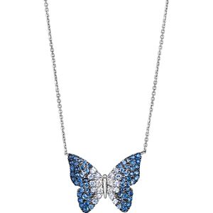 Bloomingdale's Blue & White Sapphire Butterfly Pendant Necklace in 14K White Gold, 18- 4860900