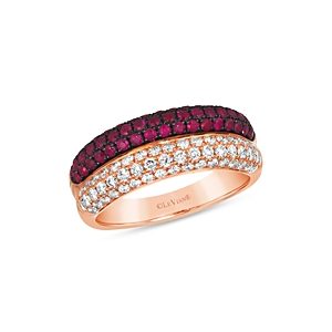 Bloomingdale's Ruby & Diamond Double Row Ring in 14K Rose Gold- 4860913