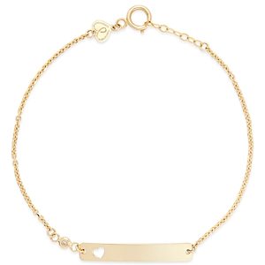 Bloomingdale's Children's Diamond Bezel Heart Cut Out Id Plate Link Bracelet in 14K Yellow Gold- 4852672