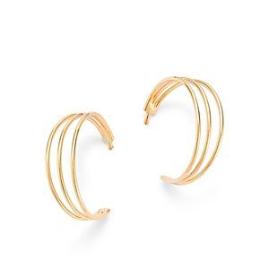 Moon & Meadow 14K Yellow Gold Triple Row Tapered Hoop Earrings- 4834145