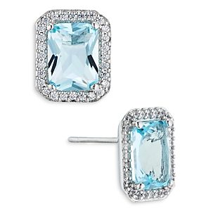 Nadri Emerald Cut Halo Stud Earrings- 4768779