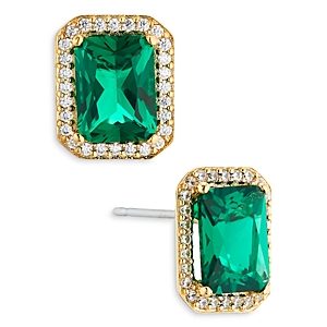 Nadri Emerald Cut Halo Stud Earrings- 4768779