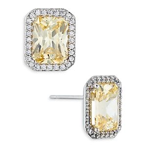 Nadri Emerald Cut Halo Stud Earrings- 4768779