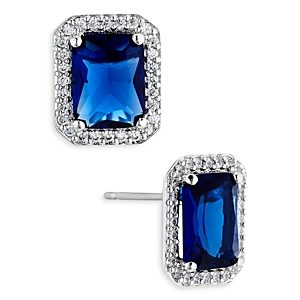 Nadri Emerald Cut Halo Stud Earrings- 4768779