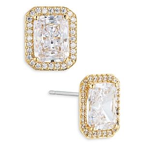 Nadri Emerald Cut Halo Stud Earrings- 4768779