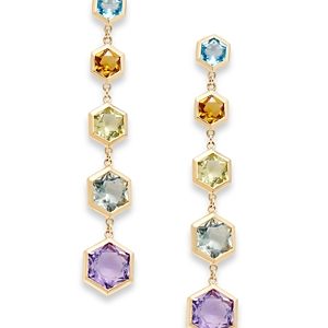 Bloomingdale's Multi Gemstone Hexagon Drop Earring in 14K Yellow Gold- 4847108