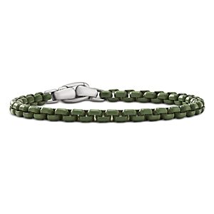 David Yurman Box Chain Bracelet in Sterling Silver with Green Stainless Steel- 4726375