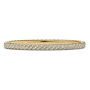David Yurman Sculpted Cable Pave Bangle Bracelet in 18K Yellow Gold with Diamonds- 4726281