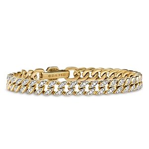 David Yurman Curb Chain Bracelet in 18K Yellow Gold with Pave Diamonds- 4726271