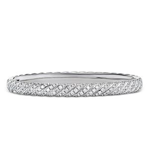 David Yurman Sculpted Cable Pave Bangle Bracelet in 18K White Gold with Diamonds- 4726283