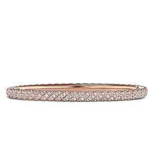 David Yurman Sculpted Cable Pave Bangle Bracelet in 18K Rose Gold with Diamonds- 4726279