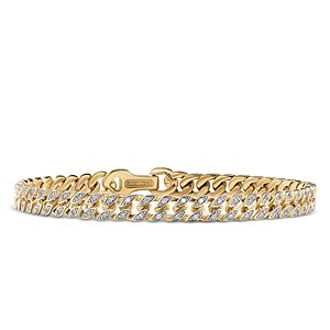 David Yurman Curb Chain Bracelet in 18K Yellow Gold with Pave Diamonds- 4726362