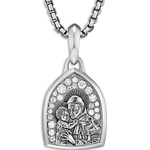 David Yurman St. Anthony Amulet in Sterling Silver with Pave Diamonds- 4726391