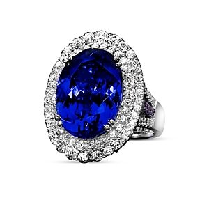 Bloomingdale's Tanzanite & Diamond Halo Ring in 18K White Gold- 4699726