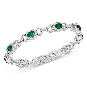 Le Vian 18K White Gold Emerald & Diamond Bracelet- 4699547