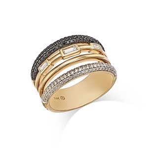 Bloomingdale's Black & White Diamond Multi Layer Ring in 14K Yellow Gold, 0.95 ct. t.w.- 4869178