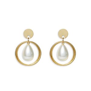 Lele Sadoughi Imitation Pearl Orbital Drop Earrings in Gold Tone- 4799586