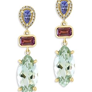Bloomingdale's Prasiolite, Pink Tourmaline & Tanzanite Drop Earrings in 14K Yellow Gold - 100% Exclusive- 4847106