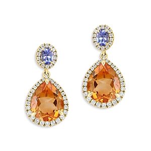 Bloomingdale's Citrine, Tanzanite & Diamond Drop Earrings in 14K Gold - 100% Exclusive- 4847080