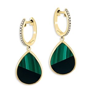 Bloomingdale's Malachite, Onyx & Diamond Tear Shape Drop Earrings in 14K Gold - 100% Exclusive- 4847083