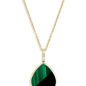 Bloomingdale's Malachite, Onyx & Diamond Tear Shape Pendant Necklace in 14K Gold, 18 - 100% Exclusive- 4847085