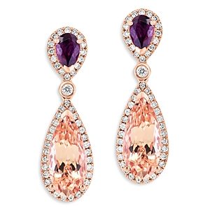 Bloomingdale's Rhodolite, Morganite & Diamond Drop Earrings in 14K Rose Gold - 100% Exclusive- 4847079