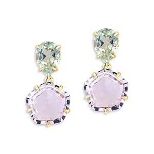 Bloomingdale's Prasiolite & Pink Amethyst Drop Earrings in 14K Yellow Gold - 100% Exclusive- 4847096