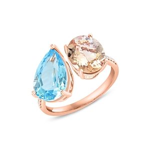 Bloomingdale's Sky Blue Topaz & Morganite Ring with Diamond Accents in 14K Rose Gold - 100% Exclusive- 4847088