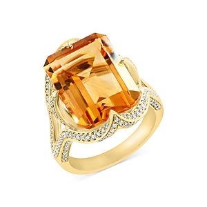 Bloomingdale's Citrine & Diamond Ring in 14K Yellow Gold- 4847091