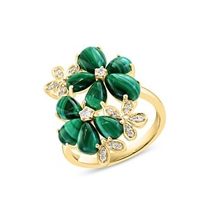 Bloomingdale's Malachite & Diamond Flower Cocktail Ring in 14K Gold - 100% Exclusive- 4847090