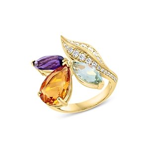 Bloomingdale's Amethyst, Prasiolite, Citrine & Diamond Ring in 14K Gold - 100% Exclusive- 4847092