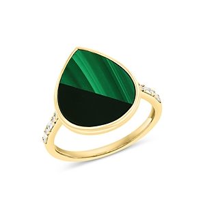 Bloomingdale's Malachite, Onyx & Diamond Teardrop Ring in 14K Yellow Gold - 100% Exclusive- 4847094