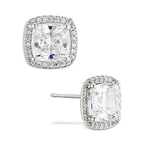 Nadri Halo Square Stud Earrings- 4768786