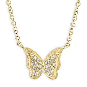 Moon & Meadow 14K Yellow Gold Diamond Butterfly Pendant Necklace, 17-18- 4876188