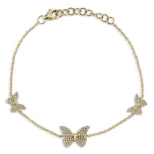 Moon & Meadow 14K Yellow Gold Diamond Butterfly Station Bracelet- 4876182