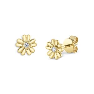 Moon & Meadow 14K Yellow Gold Diamond Flower Stud Earrings- 4876207