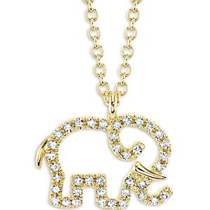 Moon & Meadow 14K Yellow Gold Diamond Elephant Pendant Necklace, 17-18- 4876192