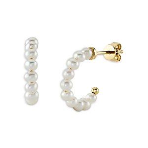 Moon & Meadow 14K Yellow Gold Pearl Huggie Earrings- 4876168