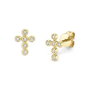 Moon & Meadow 14K Yellow Gold Diamond Cross Stud Earrings- 4876186
