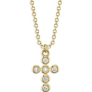 Moon & Meadow 14K Yellow Gold Diamond Cross Pendant Necklace, 17-18- 4876185