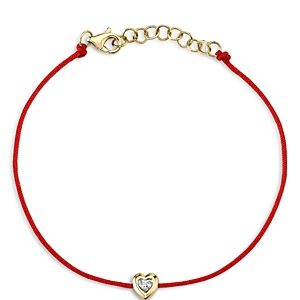 Moon & Meadow 14K Yellow Gold Diamond Heart String Bracelet- 4876177
