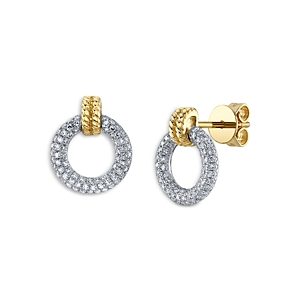 Moon & Meadow 14K Two Tone Gold Diamond Circle Stud Earrings- 4876202