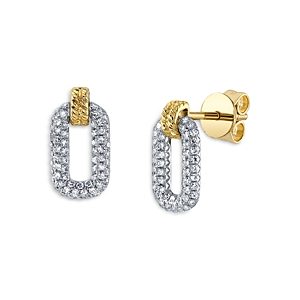 Moon & Meadow 14K Two Tone Gold Diamond Oval Stud Earrings- 4876204