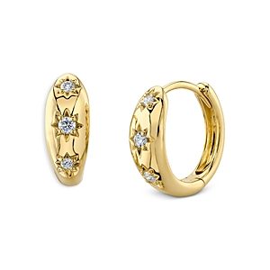 Moon & Meadow 14K Yellow Gold Diamond Star Huggie Earrings- 4876196