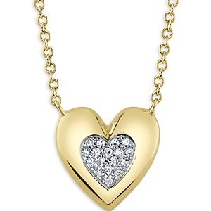 Moon & Meadow 14K Yellow Gold Diamond Heart Pendant Necklace, 17-18- 4876216