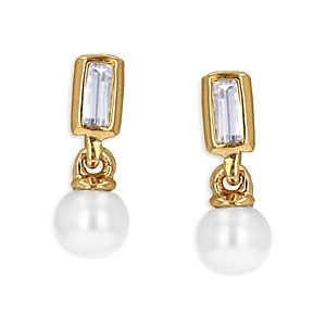Moon & Meadow 14K Yellow Gold Diamond & Pearl Drop Earrings- 4877212