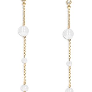 Moon & Meadow 14K Yellow Gold Diamond & Pearl Linear Drop Earrings- 4874994